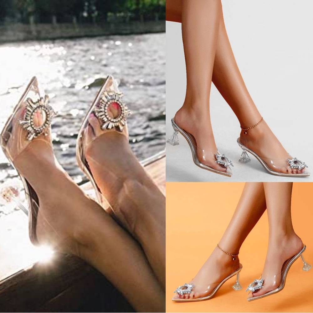 BAYQ Crystal Transparent Pointed Heels